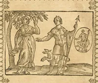 Picture 112 of 314 from Seconda nouissima editione delle Imagini de gli dei delli antichi di Vicenzo Cartari reggiano : ridotte da capo a piedi alle loro reali, & non più per l'adietro osseruate simiglianze : cauate da' marmi, bronzi, medaglie, gioie, & altre memorie antiche : con esquisito studio, & particolare diligenza (1626), leaf 266