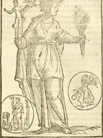 An illustration from Seconda nouissima editione delle Imagini de gli dei delli antichi di Vicenzo Cartari reggiano : ridotte da capo a piedi alle loro reali, & non più per l'adietro osseruate simiglianze : cauate da' marmi, bronzi, medaglie, gioie, & altre memorie antiche : con esquisito studio, & particolare diligenza (1626)