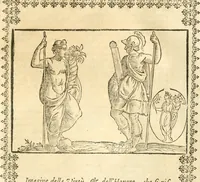 Picture 142 of 314 from Seconda nouissima editione delle Imagini de gli dei delli antichi di Vicenzo Cartari reggiano : ridotte da capo a piedi alle loro reali, & non più per l'adietro osseruate simiglianze : cauate da' marmi, bronzi, medaglie, gioie, & altre memorie antiche : con esquisito studio, & particolare diligenza (1626), leaf 344
