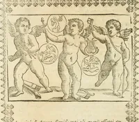 An illustration from Seconda nouissima editione delle Imagini de gli dei delli antichi di Vicenzo Cartari reggiano : ridotte da capo a piedi alle loro reali, & non più per l'adietro osseruate simiglianze : cauate da' marmi, bronzi, medaglie, gioie, & altre memorie antiche : con esquisito studio, & particolare diligenza (1626)