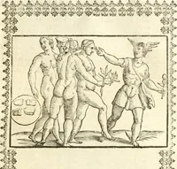 An illustration from Seconda nouissima editione delle Imagini de gli dei delli antichi di Vicenzo Cartari reggiano : ridotte da capo a piedi alle loro reali, & non più per l'adietro osseruate simiglianze : cauate da' marmi, bronzi, medaglie, gioie, & altre memorie antiche : con esquisito studio, & particolare diligenza (1626)