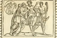 An illustration from Seconda nouissima editione delle Imagini de gli dei delli antichi di Vicenzo Cartari reggiano : ridotte da capo a piedi alle loro reali, & non più per l'adietro osseruate simiglianze : cauate da' marmi, bronzi, medaglie, gioie, & altre memorie antiche : con esquisito studio, & particolare diligenza (1626)