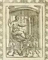 An illustration from Seconda nouissima editione delle Imagini de gli dei delli antichi di Vicenzo Cartari reggiano : ridotte da capo a piedi alle loro reali, & non più per l'adietro osseruate simiglianze : cauate da' marmi, bronzi, medaglie, gioie, & altre memorie antiche : con esquisito studio, & particolare diligenza (1626)