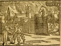 Picture 3 of 7 from The second part of The Iron Age : which contayneth the death of Penthesilea, P[aris], Priam, and Hecuba; the burning of Troy; the death[s] of Agamemnon, Menelaus, Critemnestra, Hellena, Orestes, Egistus, Pillades, King Diomed, Pyrhus, Cethus, Synon, Thersites, &c. (1632), leaf 6
