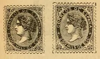 An illustration from Segunda edición del catálogo descriptivo de los sellos de correos de España y sus colonias (1890)