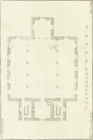 An illustration from Select architecture : being regular designs of plans and elevations well suited to both town and country : in which the magnificence and beauty, the purity and simplicity of designing, for every species of that noble art, is accurately treated, and with great variety exemplified, from the plain town-house to the stately hotel, and in the country from the genteel and convenient farm-house to the parochial church : with suitable embellishments : also bridges, baths, summer-houses, &c. ... : illustrated with fifty copper plates, quarto (1755)