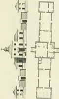 An illustration from Select architecture : being regular designs of plans and elevations well suited to both town and country : in which the magnificence and beauty, the purity and simplicity of designing, for every species of that noble art, is accurately treated, and with great variety exemplified, from the plain town-house to the stately hotel, and in the country from the genteel and convenient farm-house to the parochial church : with suitable embellishments : also bridges, baths, summer-houses, &c. ... : illustrated with fifty copper plates, quarto (1755)