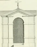 An illustration from Select architecture : being regular designs of plans and elevations well suited to both town and country : in which the magnificence and beauty, the purity and simplicity of designing, for every species of that noble art, is accurately treated, and with great variety exemplified, from the plain town-house to the stately hotel, and in the country from the genteel and convenient farm-house to the parochial church : with suitable embellishments : also bridges, baths, summer-houses, &c. ... : illustrated with fifty copper plates, quarto (1755)