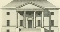 An illustration from Select architecture : being regular designs of plans and elevations well suited to both town and country : in which the magnificence and beauty, the purity and simplicity of designing, for every species of that noble art, is accurately treated, and with great variety exemplified, from the plain town-house to the stately hotel, and in the country from the genteel and convenient farm-house to the parochial church : with suitable embellishments : also bridges, baths, summer-houses, &c. ... : illustrated with fifty copper plates, quarto (1755)