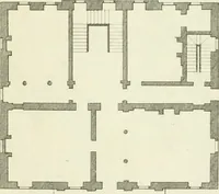 An illustration from Select architecture : being regular designs of plans and elevations well suited to both town and country : in which the magnificence and beauty, the purity and simplicity of designing, for every species of that noble art, is accurately treated, and with great variety exemplified, from the plain town-house to the stately hotel, and in the country from the genteel and convenient farm-house to the parochial church : with suitable embellishments : also bridges, baths, summer-houses, &c. ... : illustrated with fifty copper plates, quarto (1755)