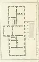 An illustration from Select architecture : being regular designs of plans and elevations well suited to both town and country : in which the magnificence and beauty, the purity and simplicity of designing, for every species of that noble art, is accurately treated, and with great variety exemplified, from the plain town-house to the stately hotel, and in the country from the genteel and convenient farm-house to the parochial church : with suitable embellishments : also bridges, baths, summer-houses, &c. ... : illustrated with fifty copper plates, quarto (1755)