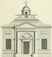 An illustration from Select architecture : being regular designs of plans and elevations well suited to both town and country : in which the magnificence and beauty, the purity and simplicity of designing, for every species of that noble art, is accurately treated, and with great variety exemplified, from the plain town-house to the stately hotel, and in the country from the genteel and convenient farm-house to the parochial church : with suitable embellishments : also bridges, baths, summer-houses, &c. ... : illustrated with fifty copper plates, quarto (1755)