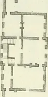 An illustration from Select architecture : being regular designs of plans and elevations well suited to both town and country : in which the magnificence and beauty, the purity and simplicity of designing, for every species of that noble art, is accurately treated, and with great variety exemplified, from the plain town-house to the stately hotel, and in the country from the genteel and convenient farm-house to the parochial church : with suitable embellishments : also bridges, baths, summer-houses, &c. ... : illustrated with fifty copper plates, quarto (1755)
