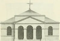 An illustration from Select architecture : being regular designs of plans and elevations well suited to both town and country : in which the magnificence and beauty, the purity and simplicity of designing, for every species of that noble art, is accurately treated, and with great variety exemplified, from the plain town-house to the stately hotel, and in the country from the genteel and convenient farm-house to the parochial church : with suitable embellishments : also bridges, baths, summer-houses, &c. ... : illustrated with fifty copper plates, quarto (1755)