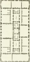 An illustration from Select architecture : being regular designs of plans and elevations well suited to both town and country : in which the magnificence and beauty, the purity and simplicity of designing, for every species of that noble art, is accurately treated, and with great variety exemplified, from the plain town-house to the stately hotel, and in the country from the genteel and convenient farm-house to the parochial church : with suitable embellishments : also bridges, baths, summer-houses, &c. ... : illustrated with fifty copper plates, quarto (1755)