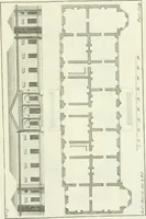 An illustration from Select architecture : being regular designs of plans and elevations well suited to both town and country : in which the magnificence and beauty, the purity and simplicity of designing, for every species of that noble art, is accurately treated, and with great variety exemplified, from the plain town-house to the stately hotel, and in the country from the genteel and convenient farm-house to the parochial church : with suitable embellishments : also bridges, baths, summer-houses, &c. ... : illustrated with fifty copper plates, quarto (1755)