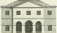 An illustration from Select architecture : being regular designs of plans and elevations well suited to both town and country : in which the magnificence and beauty, the purity and simplicity of designing, for every species of that noble art, is accurately treated, and with great variety exemplified, from the plain town-house to the stately hotel, and in the country from the genteel and convenient farm-house to the parochial church : with suitable embellishments : also bridges, baths, summer-houses, &c. ... : illustrated with fifty copper plates, quarto (1755)
