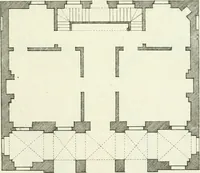 An illustration from Select architecture : being regular designs of plans and elevations well suited to both town and country : in which the magnificence and beauty, the purity and simplicity of designing, for every species of that noble art, is accurately treated, and with great variety exemplified, from the plain town-house to the stately hotel, and in the country from the genteel and convenient farm-house to the parochial church : with suitable embellishments : also bridges, baths, summer-houses, &c. ... : illustrated with fifty copper plates, quarto (1755)