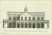 An illustration from Select architecture : being regular designs of plans and elevations well suited to both town and country : in which the magnificence and beauty, the purity and simplicity of designing, for every species of that noble art, is accurately treated, and with great variety exemplified, from the plain town-house to the stately hotel, and in the country from the genteel and convenient farm-house to the parochial church : with suitable embellishments : also bridges, baths, summer-houses, &c. ... : illustrated with fifty copper plates, quarto (1755)