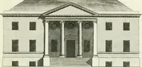 An illustration from Select architecture : being regular designs of plans and elevations well suited to both town and country : in which the magnificence and beauty, the purity and simplicity of designing, for every species of that noble art, is accurately treated, and with great variety exemplified, from the plain town-house to the stately hotel, and in the country from the genteel and convenient farm-house to the parochial church : with suitable embellishments : also bridges, baths, summer-houses, &c. ... : illustrated with fifty copper plates, quarto (1755)