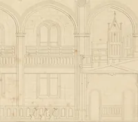An illustration from Select designs for public buildings; consisting of plans, elevations, perspective views, sections, and details, of churches, chapels, schools, alms-houses, gas-works, markets, and other buildings erected for public purposes (1842)