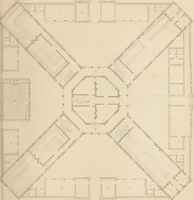 An illustration from Select designs for public buildings; consisting of plans, elevations, perspective views, sections, and details, of churches, chapels, schools, alms-houses, gas-works, markets, and other buildings erected for public purposes (1842)