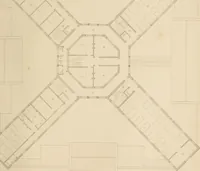 An illustration from Select designs for public buildings; consisting of plans, elevations, perspective views, sections, and details, of churches, chapels, schools, alms-houses, gas-works, markets, and other buildings erected for public purposes (1842)