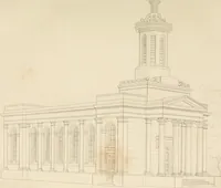 An illustration from Select designs for public buildings; consisting of plans, elevations, perspective views, sections, and details, of churches, chapels, schools, alms-houses, gas-works, markets, and other buildings erected for public purposes (1842)