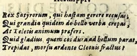An illustration from Sententiae insignes Graecorum quinquag. comicorum, quorum opera integra non extant, Latino idiomate collectae : accessit vniuscuisq[ue] poetae vita accuratè conscripta, & Platonii fragmentum de comoedarium differentijs : poetarum nomina proximé praefationem sequuntur (1612)