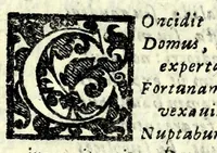 An illustration from Sententiae insignes Graecorum quinquag. comicorum, quorum opera integra non extant, Latino idiomate collectae : accessit vniuscuisq[ue] poetae vita accuratè conscripta, & Platonii fragmentum de comoedarium differentijs : poetarum nomina proximé praefationem sequuntur (1612)