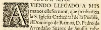 An illustration from Sermon del domingo de ramos, que en la Santa Iglesia Cathedral de la Puebla de los Angeles. (1695)
