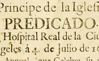 An illustration from Sermon de N.S.S.P. y señor San Pedro. Principe de la Iglesia. : Predicado. En su Hospital Real de la Ciudad de los Angeles á 4. de julio de 1694. En la fiesta annual, que celebra, su muy illustre, y V. congregacion ecclesiastica: acuyas expensas se dâ à la estampa. (1694)