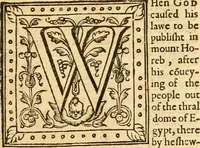 An illustration from The Sermons of M. Iohn Calvin upon the fifth booke of Moses called Deuteronomie : faithfully gathered word for word as preached them in open pulpit ; together with a preface of the ministers of the Church of Geneva ... (1583)