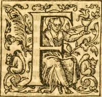 An illustration from Sermons of M. John Calvin upon the x. commandements of the lawe, given of God by Moses, otherwise called the Decalogue : gathered worde for worde, presently at his sermons, when hee preached on Deuteronomie ... (1581)