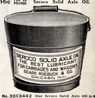 An illustration from Seroco paints : ready mixed house, barn, carriage, wagon and implement paints, shingle stains and preservatives, varnishes of every kind ... painters, glaziers and calciminers tools and supplies. (1915)