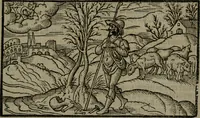 An illustration from The shepheardes calender : conteining twelue aeglogues proportionable to the twelue monethes : Entitled to the noble and vertuous gentleman most worthie of all titles, both of learning and chiualry, Maister Philip Sidney (1586)