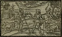 An illustration from The shepheardes calender : conteining twelue aeglogues proportionable to the twelue monethes : Entitled to the noble and vertuous gentleman most worthie of all titles, both of learning and chiualry, Maister Philip Sidney (1586)