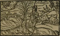 An illustration from The shepheards calender : conteyning twelue aeglogues, proportionable to the twelue moneths : entituled, to the noble and vertuous gentleman, most worthy of all tytles, both of learning and chiualrie, Maister Philip Sidney (1597)