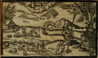 An illustration from The shepheards calender : conteining twelue æglogues proportionable to the twelue monthes : entituled, to the noble and vertuous gentleman, most worthie of all titles, both of learning and chiualry, Maister Philip Sidney (1591)