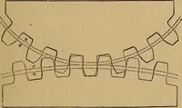 An illustration from A short treatise on the designing and construction of gearing and mill-work. Accompanied by an explanation of the construction and use of the odontograph of Prof. Willis .. (1873)