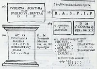 Picture 14 of 28 from Siciliae antiqvae tabvlae littorales latvs orientale Messana : in summo templo tutelae D. Mariae dicato prope sacrarium, iuxta secundum intercolumnium in lapide Granito-Siculo columella bicubitalis aquam lustralem sustinens (1625), leaf 56