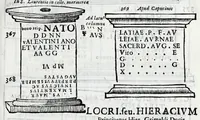 Picture 23 of 28 from Siciliae antiqvae tabvlae littorales latvs orientale Messana : in summo templo tutelae D. Mariae dicato prope sacrarium, iuxta secundum intercolumnium in lapide Granito-Siculo columella bicubitalis aquam lustralem sustinens (1625), leaf 71
