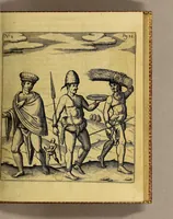 An illustration from Siebende Schiffahrt in das Goldreiche Königreich Guineam, in Africa gelegen, : so sonsten das Goldgestadt von Mina genan[n]t wirdt, welches von den Portugalesern vngefähr vor 200. Jahren erfunden, von den Holländern innerhalb 18. Jahren hero bekannt gemacht vnd frequentirt, jetzt aber von ihnen erst recht erkündigt, vnd in niderländischer Sprach beschrieben, da sie mit zweyen Schiffen auss demselben Lande Anno 1602. widerumb in Hollande ankommen. (1606)