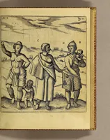 An illustration from Siebende Schiffahrt in das Goldreiche Königreich Guineam, in Africa gelegen, : so sonsten das Goldgestadt von Mina genan[n]t wirdt, welches von den Portugalesern vngefähr vor 200. Jahren erfunden, von den Holländern innerhalb 18. Jahren hero bekannt gemacht vnd frequentirt, jetzt aber von ihnen erst recht erkündigt, vnd in niderländischer Sprach beschrieben, da sie mit zweyen Schiffen auss demselben Lande Anno 1602. widerumb in Hollande ankommen. (1606)