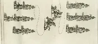 An illustration from Sieg-Streit dess Lufft vnd Wassers : Freuden-Fest zu Pferd zu dem glorwürdigisten Beyläger beeder kayserlichen Majestäten Leopoldi dess Ersten, römischen Kaysers ... vnd Margarita, gebohrner königlichen Infantin auss Hispanien : dargestellet in dero kayserlichen Residenz Statt Wienn (1667)