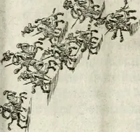 An illustration from Sieg-Streit dess Lufft vnd Wassers : Freuden-Fest zu Pferd zu dem glorwürdigisten Beyläger beeder kayserlichen Majestäten Leopoldi dess Ersten, römischen Kaysers ... vnd Margarita, gebohrner königlichen Infantin auss Hispanien : dargestellet in dero kayserlichen Residenz Statt Wienn (1667)