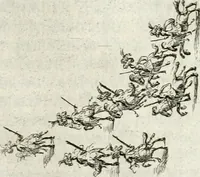 An illustration from Sieg-Streit dess Lufft vnd Wassers : Freuden-Fest zu Pferd zu dem glorwürdigisten Beyläger beeder kayserlichen Majestäten Leopoldi dess Ersten, römischen Kaysers ... vnd Margarita, gebohrner königlichen Infantin auss Hispanien : dargestellet in dero kayserlichen Residenz Statt Wienn (1667)