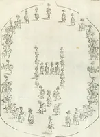 An illustration from Sieg-Streit dess Lufft vnd Wassers : Freuden-Fest zu Pferd zu dem glorwürdigisten Beyläger beeder kayserlichen Majestäten Leopoldi dess Ersten, römischen Kaysers ... vnd Margarita, gebohrner königlichen Infantin auss Hispanien : dargestellet in dero kayserlichen Residenz Statt Wienn (1667)
