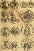 An illustration from Silesia numismatica, oder, Einleitung zu dem schlesischen Müntz-Cabinet : in welchem biss 368 Theils sehr alte rare und schöne, im Lande verfertigte Müntzen durch accurate Kupffer gewiesen, umbständlich erkläret und dabey viele in der schlesischen Historie begangene Fehler deutlich endecket werden (1711)