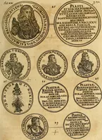 An illustration from Silesia numismatica, oder, Einleitung zu dem schlesischen Müntz-Cabinet : in welchem biss 368 Theils sehr alte rare und schöne, im Lande verfertigte Müntzen durch accurate Kupffer gewiesen, umbständlich erkläret und dabey viele in der schlesischen Historie begangene Fehler deutlich endecket werden (1711)